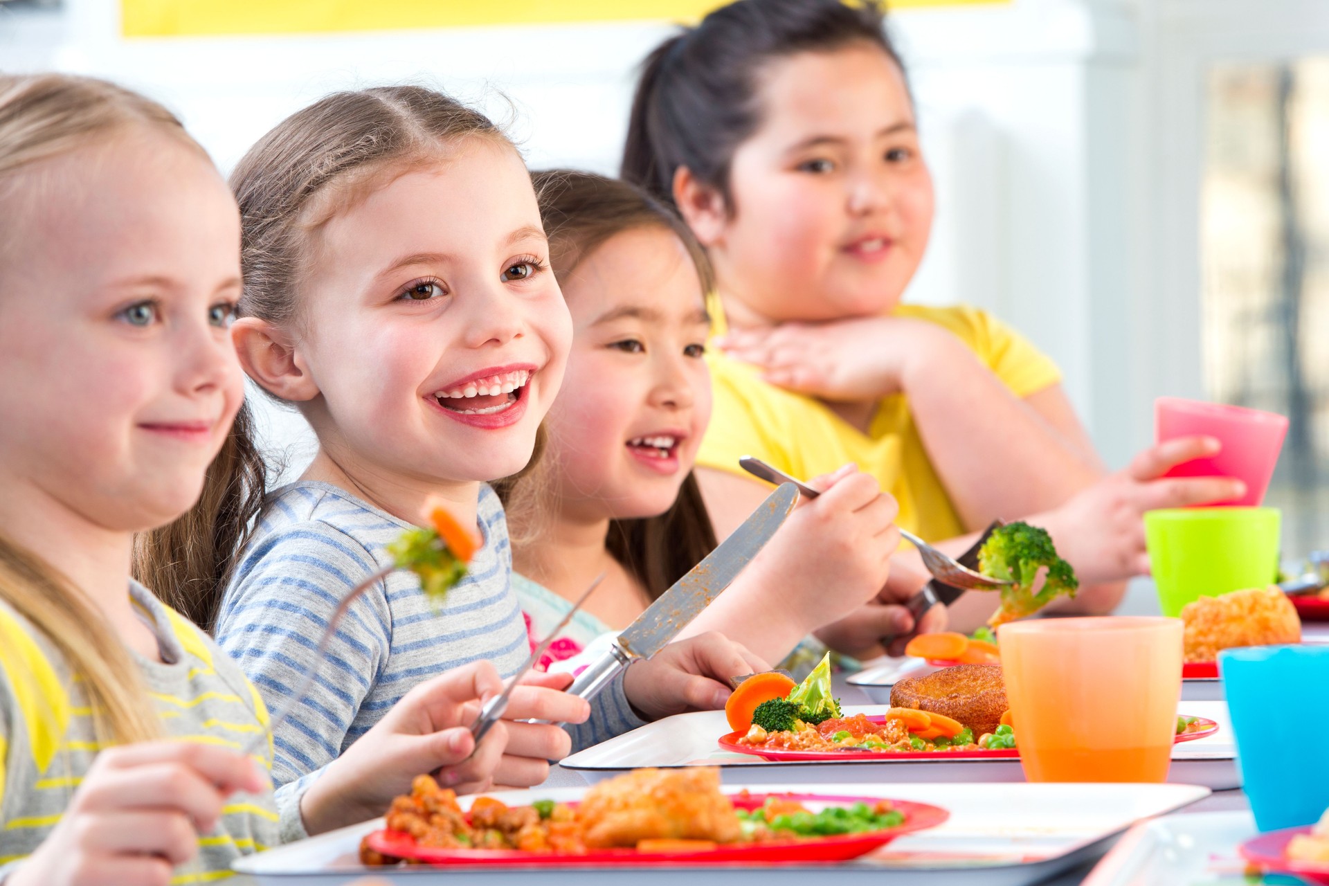 Children Eating School Dinners